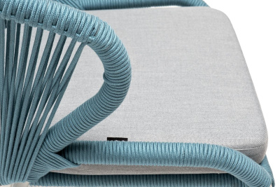 Стул 4SIS Милан из роупа, Каркас алюминий светло-серый шагрень, роуп бирюзовый круглый, ткань светло-серая Стул 4SIS Милан из роупа, Каркас алюминий светло-серый шагрень, роуп бирюзовый круглый, ткань светло-серая