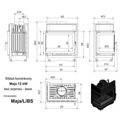 Каминная топка Kratki Maja L BS (угловое стекло слева) Каминная топка Kratki Maja L BS (угловое стекло слева)