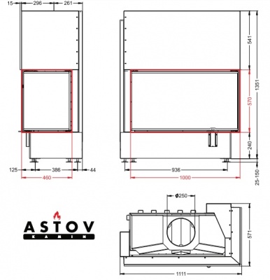 Каминная топка АСТОВ П2С 10057  Каминная топка АСТОВ П2С 10057