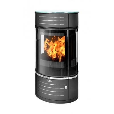 Печь-камин ABX Atrium 7 V (черная сталь с верхней плитой - стекло)
