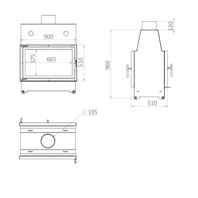 Каминная топка Echa Tech Double 90x51/C 15 кВт, 900/510, туннель, футеровка чугун Каминная топка Echa Tech Double 90x51/C 15 кВт, 900/510, туннель, футеровка чугун