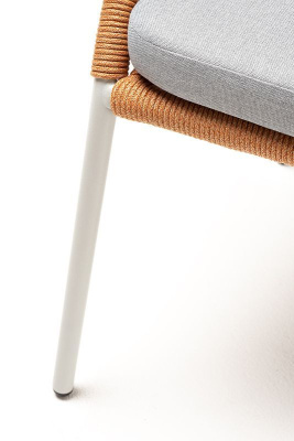 Стул 4SIS Милан из роупа, Каркас алюминий светло-серый муар, роуп оранжевый меланж, ткань светло-серая