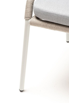 Стул из роупа 4SIS Милан каркас алюминий светло-серый муар, роуп серый меланж, ткань светло-серая