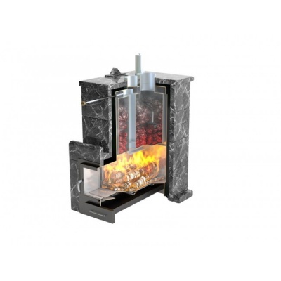 Печь для бани ИзиСтим Геленджик-М2 в кожухе из талькохлорита с открытым верхом сталь AISI 430 Печь для бани ИзиСтим Геленджик-М2 в кожухе из талькохлорита с открытым верхом сталь AISI 430