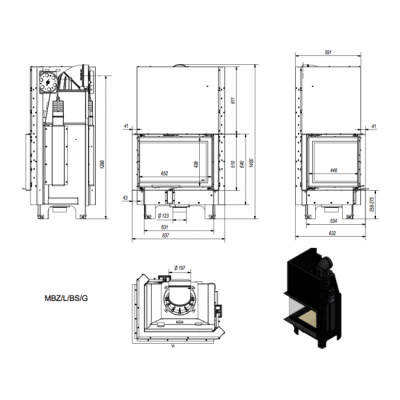 Каминная топка Kratki MBZ L BS G Каминная топка Kratki MBZ L BS G