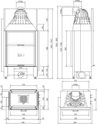 Каминная топка Schmid Lina FD 6757 h (туннельная версия) Каминная топка Schmid Lina FD 6757 h (туннельная версия)