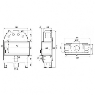 Топка Defro Home Intra Slim ME угловая, 8 кВт, 834/465/337мм Топка Defro Home Intra Slim ME угловая, 8 кВт, 834/465/337мм