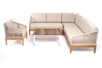 Модульная угловая лаунж-зона 4SIS Канны из роупа Цвет: дуб, бежевый