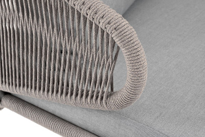 Диван 4SIS Милан 2-местный плетеный, каркас светло-серый муар, роуп серый меланж, ткань светло-серая