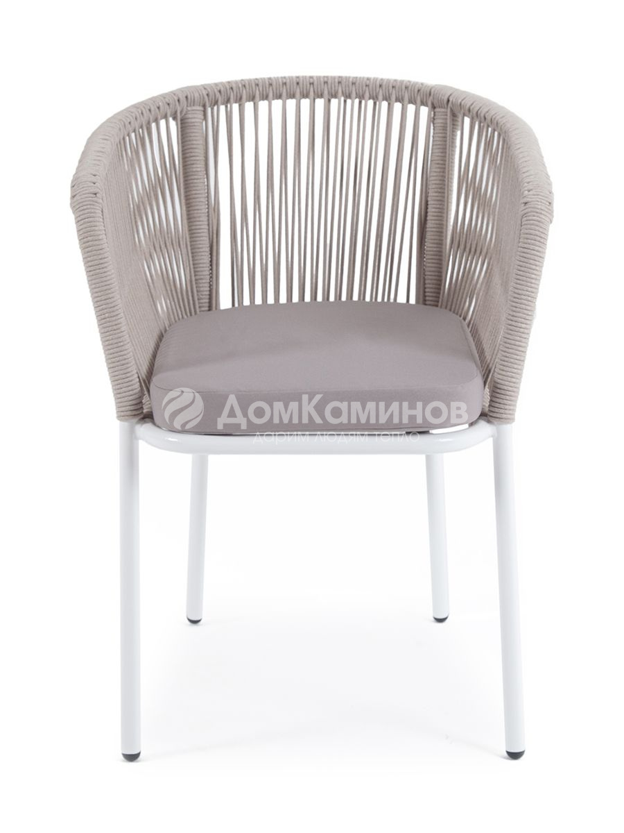 Стул из роупа 4SIS Марсель из роупа, каркас алюминий белый муар, роуп бежевый, ткань бежевая 052