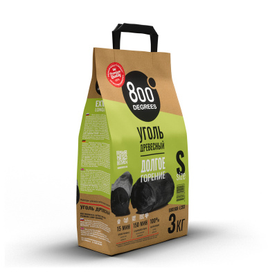Уголь кусковой 800 DEGREES LUMP CHARCOAL, 3 КГ