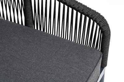 Левый модуль 4SIS Канны из роупа, каркас алюминий темно-серый муар, роуп темно-серый, ткань темно-серая 027 Левый модуль 4SIS Канны из роупа, каркас алюминий темно-серый муар, роуп темно-серый, ткань темно-серая 027