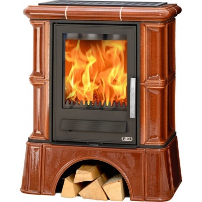 Печь-камин ABX BAVARIA K, с кафельным цоколем (табак)