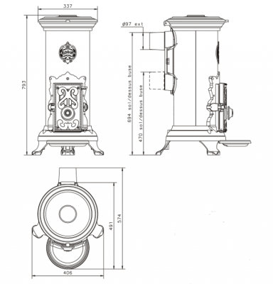 Чугунная печь Petit Godin модель 3726