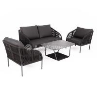 Лаунж-зона 4SIS Канны 4-местная из роупа со столиком Канны Цвет: темно-серый, серый гранит