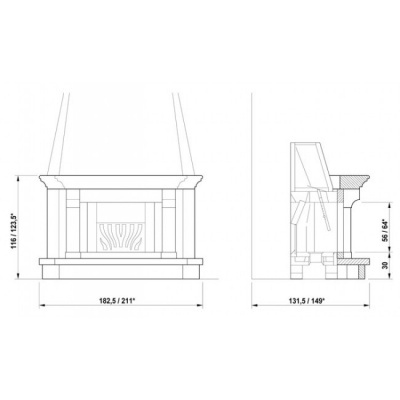 Каминная облицовка Palazzetti Bolzano, угловая