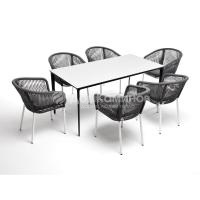 Обеденная группа 4SIS Венето 6-местная со стульями Марсель Цвет: белый, серый, молочный