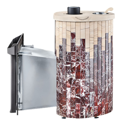 Дровяная печь Ферингер Малютка ПФ в облицовке Россо Леванте+"Окаменевшее дерево", до 18 м³ Дровяная печь Ферингер Малютка ПФ в облицовке Россо Леванте+"Окаменевшее дерево", до 18 м³