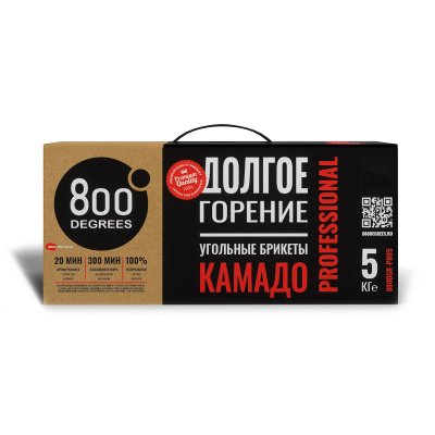Угольные брикеты 800 DEGREES PROFESSIONAL, 5 КГ