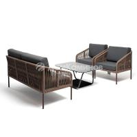 Лаунж-зона 4SIS Канны 4-местная из роупа со столиком Канны Цвет: коричнеый, темно-серый