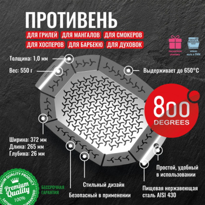 Противень-корзина овальный 800 Degrees Oval Grill Basket Противень-корзина овальный 800 Degrees Oval Grill Basket