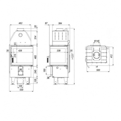 Топка Defro Home Intra XSM Mini угловая, 8кВт, 500/465/412 мм Топка Defro Home Intra XSM Mini угловая, 8кВт, 500/465/412 мм