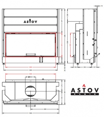 Каминная топка АСТОВ ПТ 12057 Каминная топка АСТОВ ПТ 12057